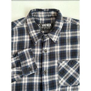 Jac Vanek Men's S Navy Black and‎ White Plaid Flannel Never Drinking Again Shirt